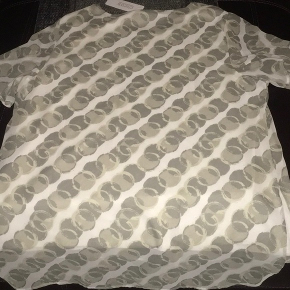 Chico’s top size 2 CIRCLE CHAINS double layer sheer arms - Picture 10 of 11